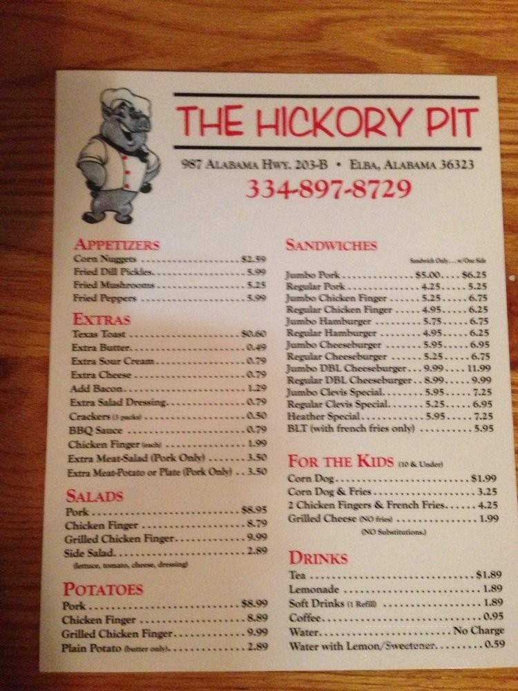 The Hickory Pit - Elba, AL menu_pic