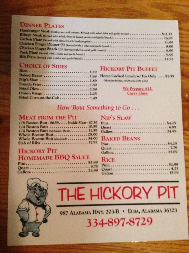 The Hickory Pit - Elba, AL menu_pic