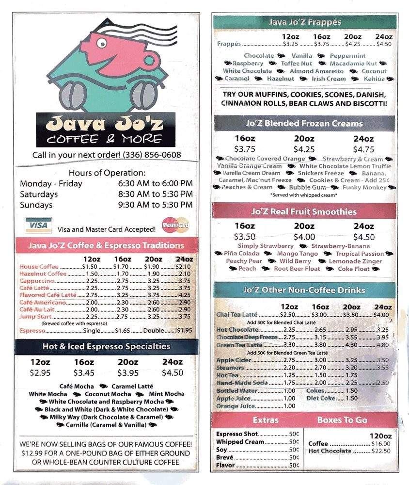 Java Jo'z - Greensboro, NC menu_pic