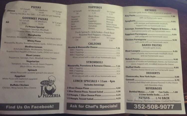 J's Pizzeria - Tavares, FL menu_pic