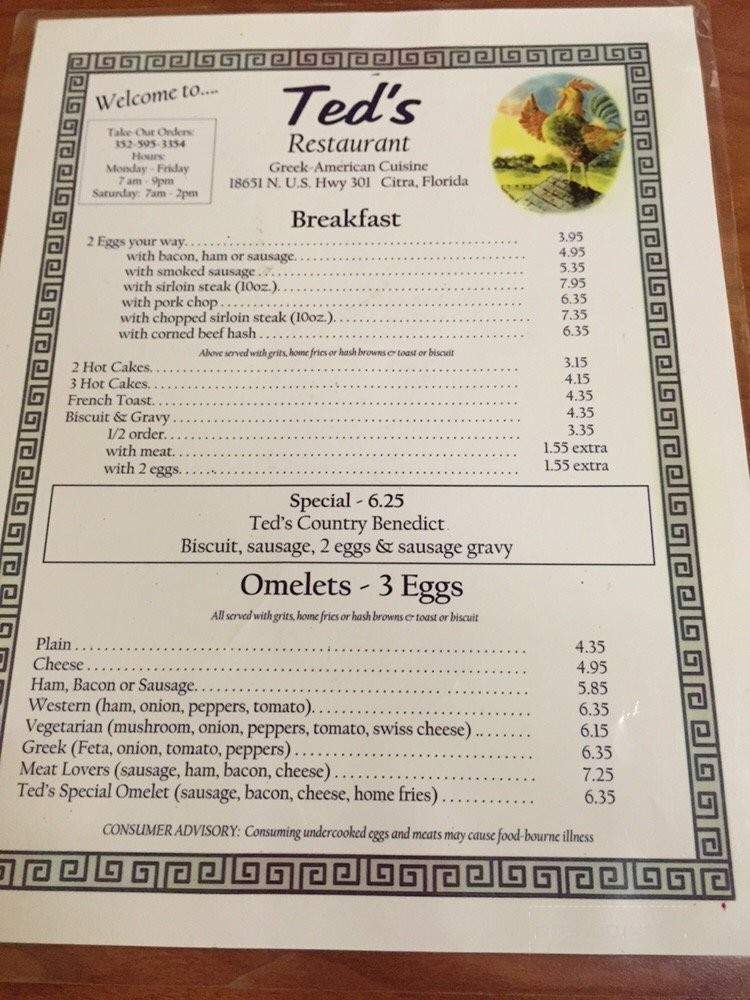 Ted's Restaurant - Citra, FL menu_pic