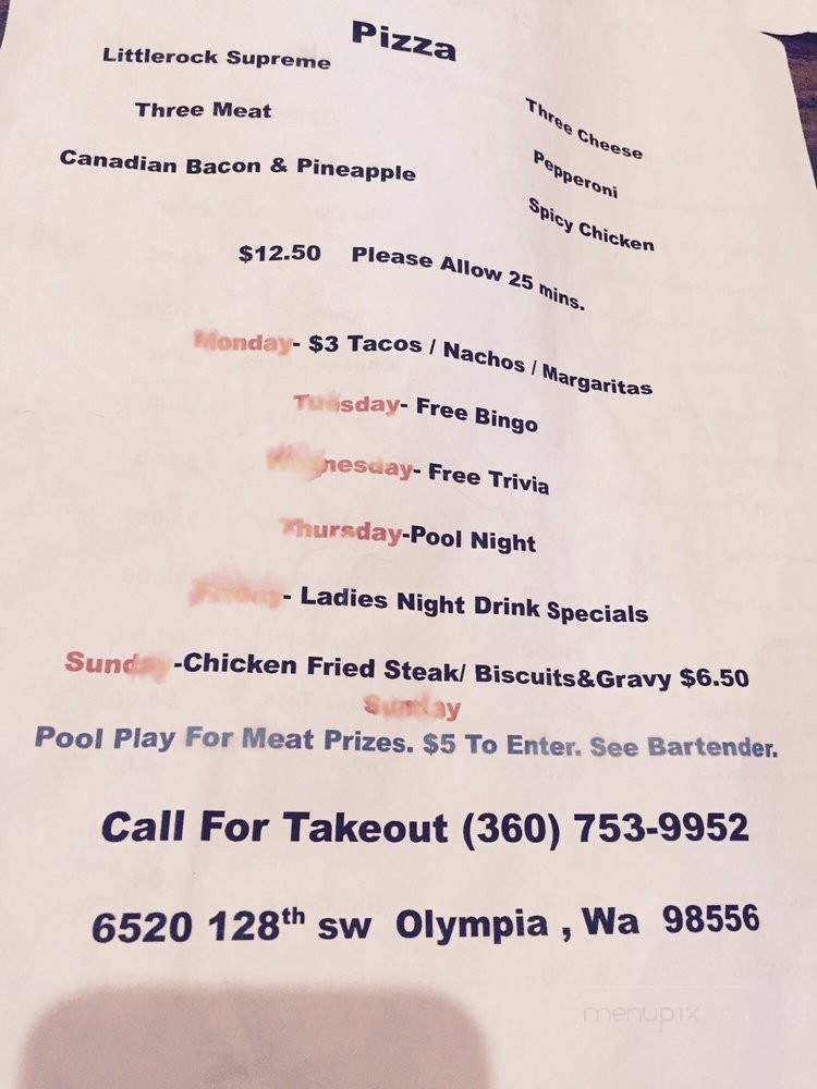 Littlerock Tavern - Olympia, WA menu_pic
