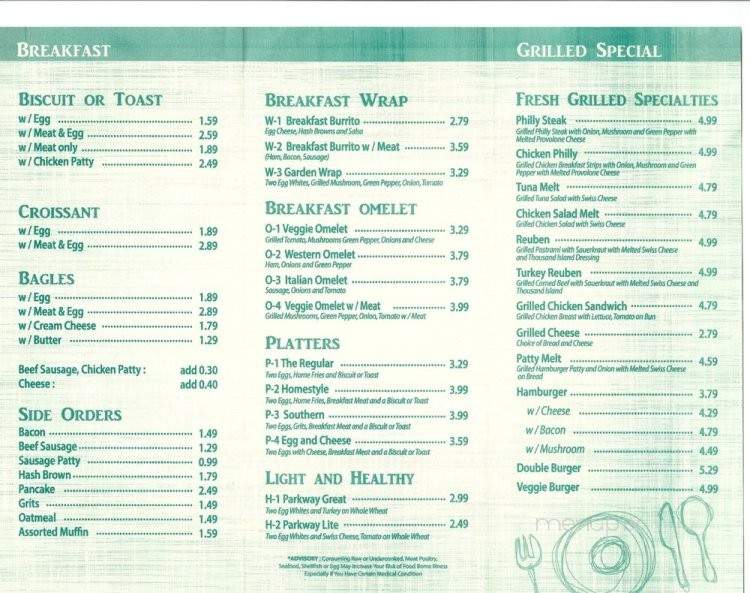 Parkway Cafe - Atlanta, GA menu_pic