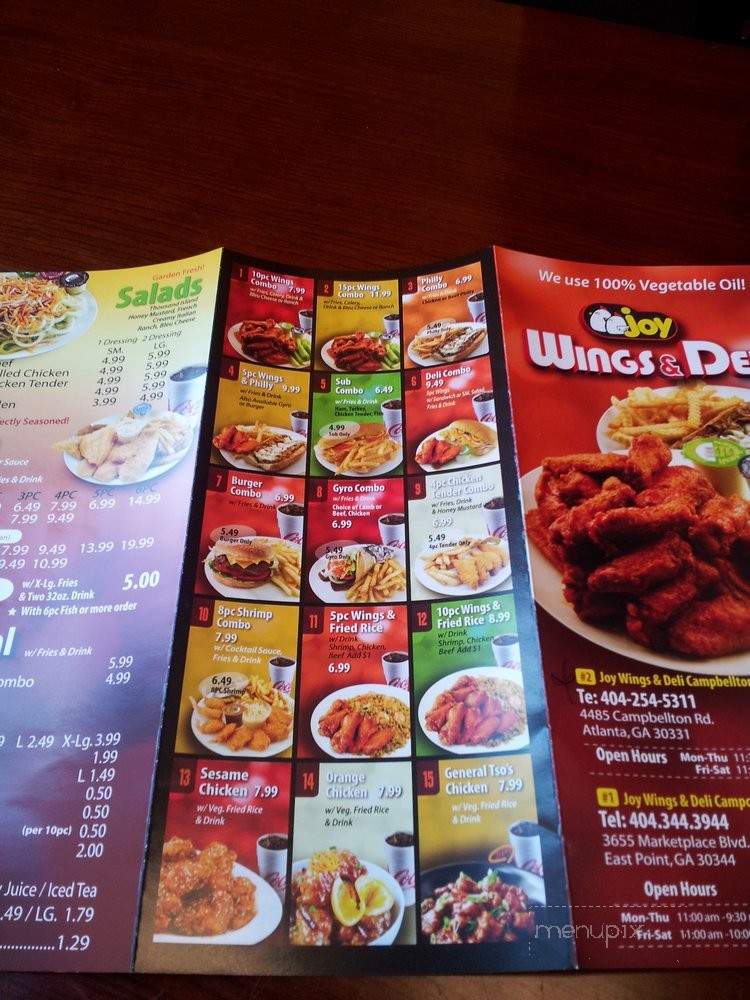 Joy Wings And Deli - East Point, GA menu_pic