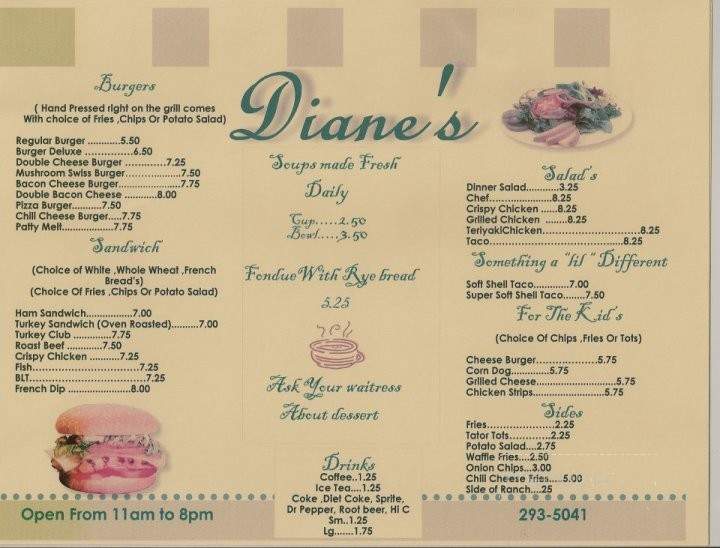 Diane's Restaurant - Libby, MT menu_pic