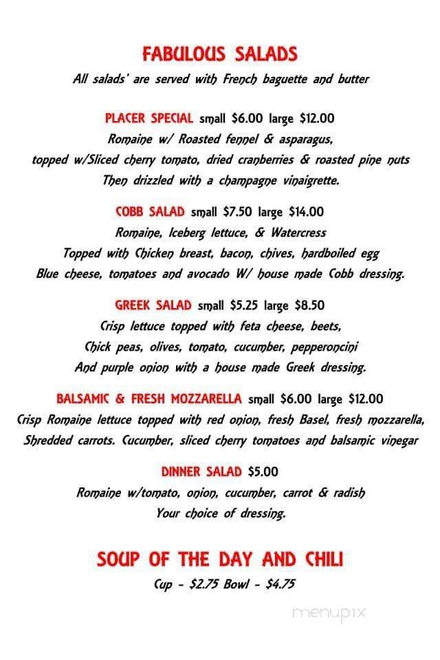 The Place In the Placer - Helena, MT menu_pic