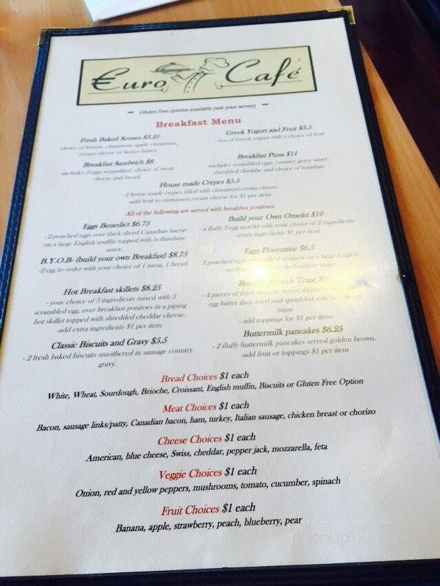 Euro Cafe - West Yellowstone, MT menu_pic