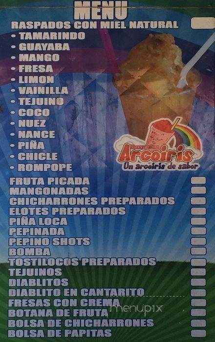 Raspados Arcoiris - San Jose, CA menu_pic
