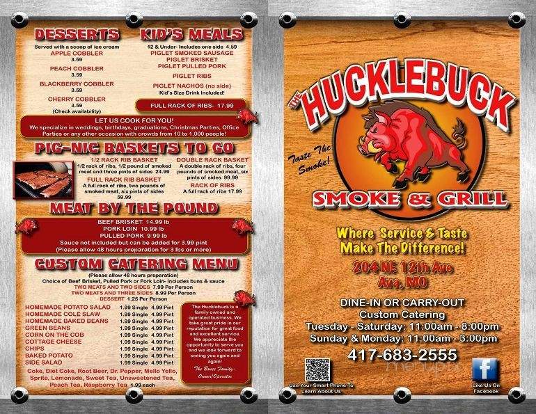 Hucklebuck Smoke and Grill - Ava, MO menu_pic