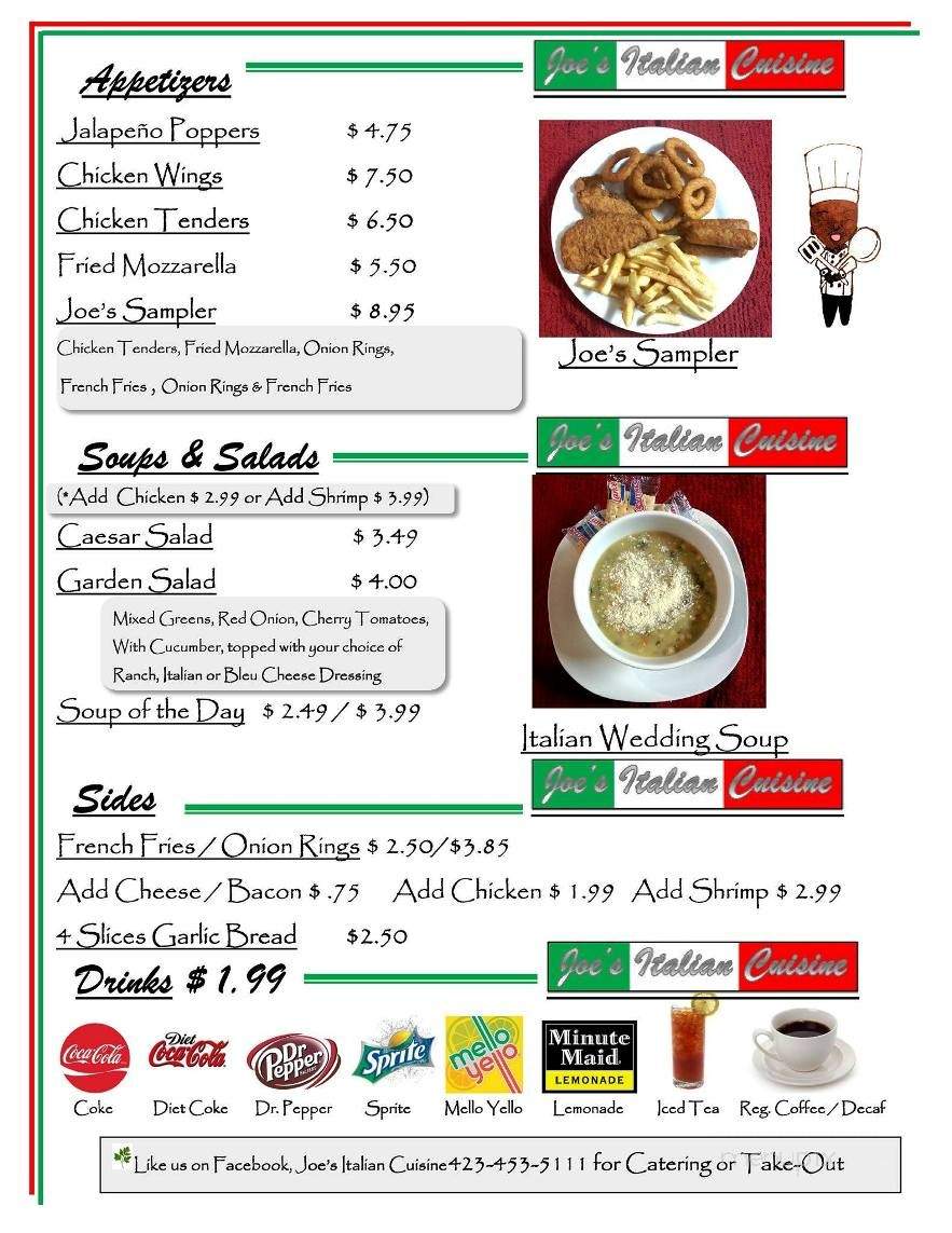 Joe's Italian Cuisine - Athens, TN menu_pic