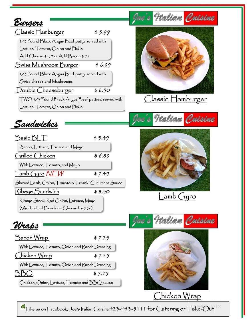 Joe's Italian Cuisine - Athens, TN menu_pic