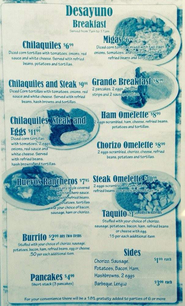 Taqueria Jalisco - Midland, TX menu_pic