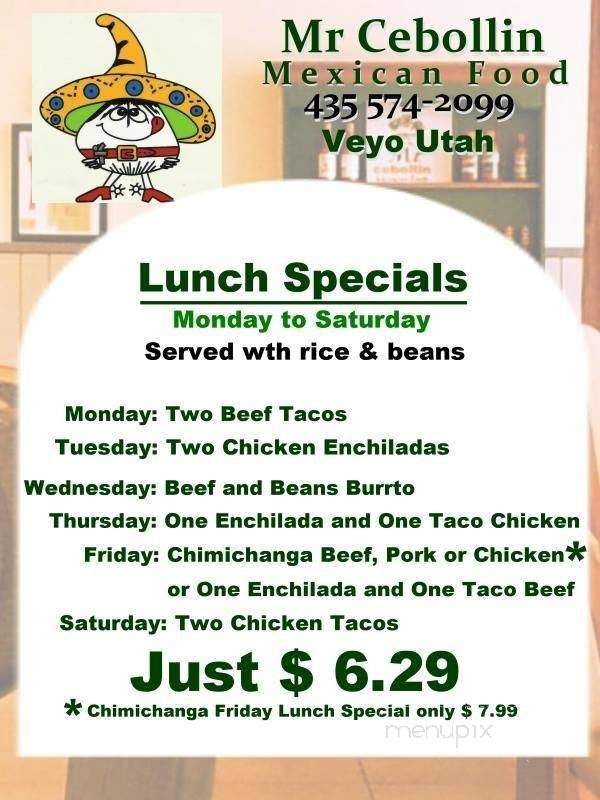 Mr Cebollin - Veyo, UT menu_pic