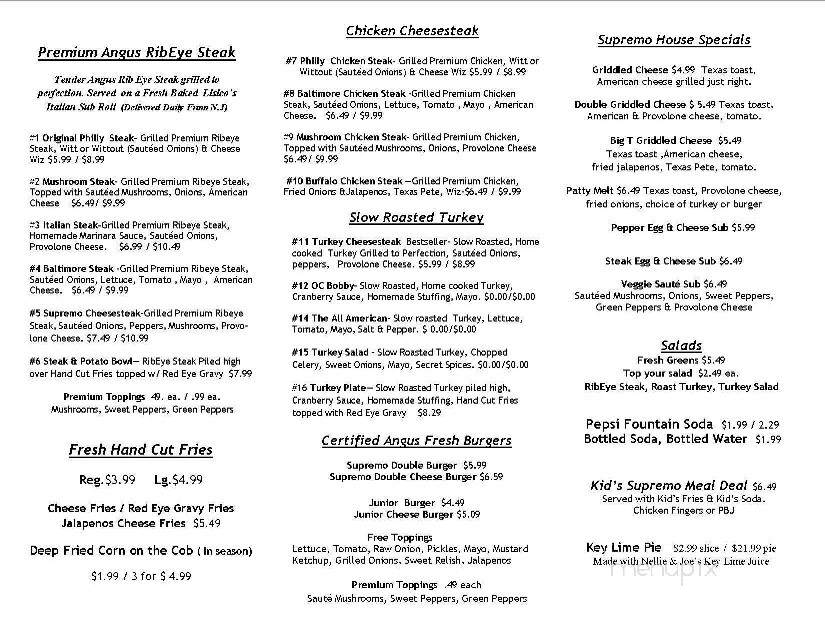 Supremos Cheesesteak - Ocean City, MD menu_pic
