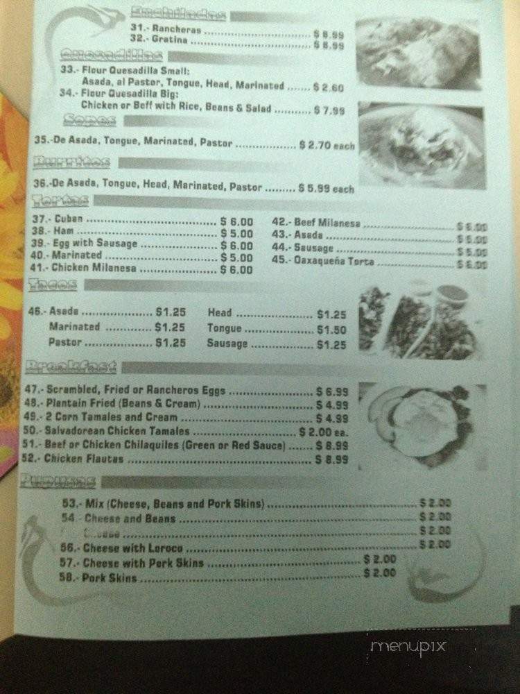 La Sirenita Restaurant - Springdale, AR menu_pic