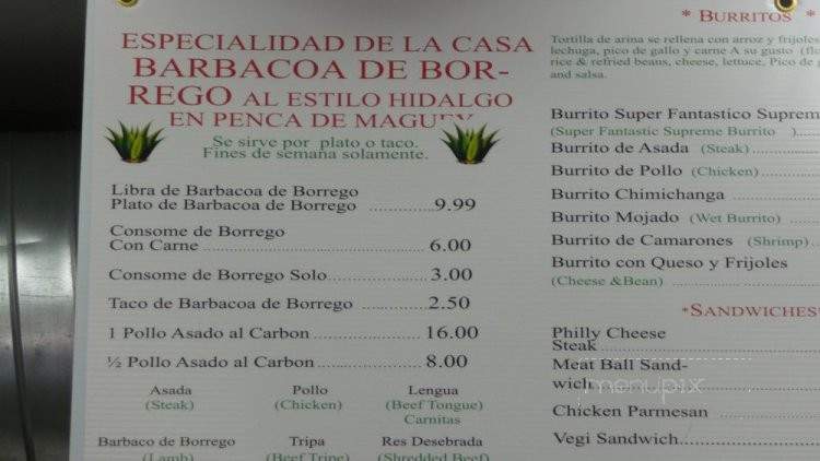 Barbacoa de Borrego - Portland, OR menu_pic