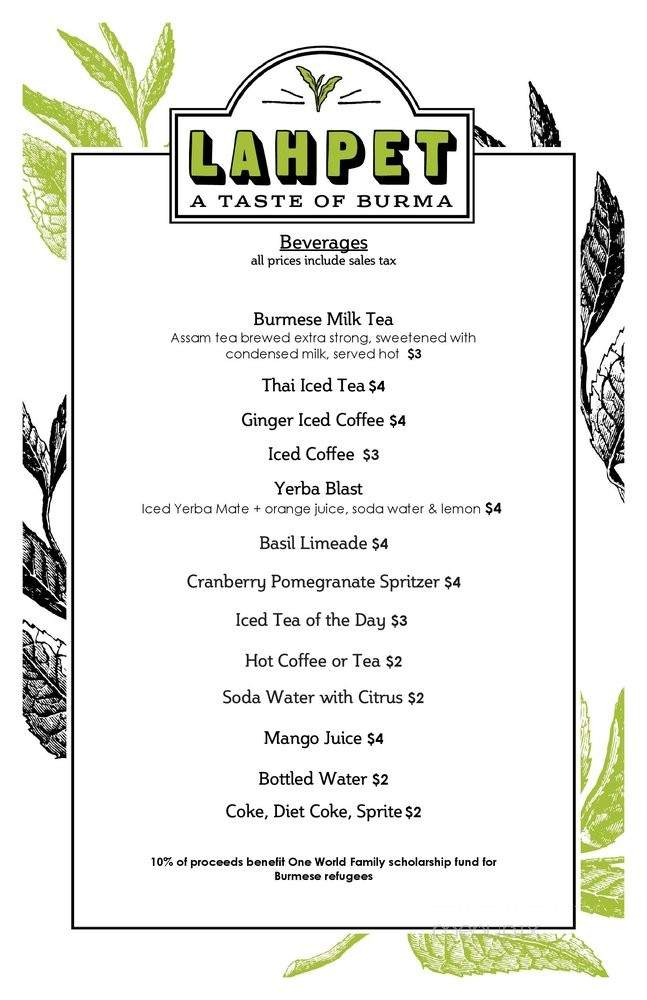 Lahpet: A Taste of Burma - New Orleans, LA menu_pic