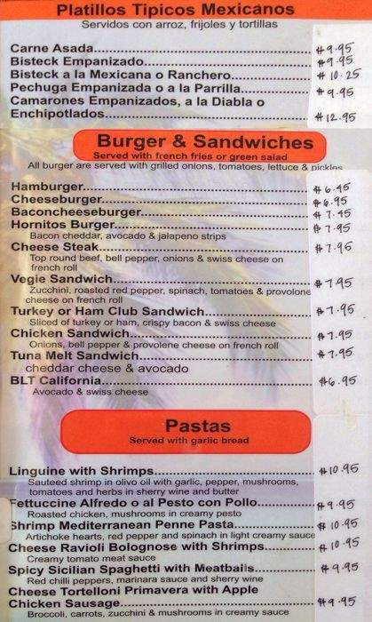 Hornitos Cafe - Oakland, CA menu_pic