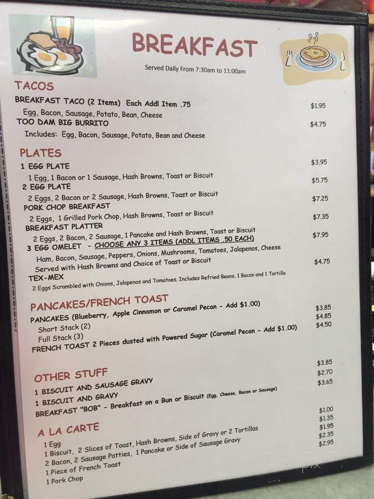 The Dam Grill - Buchanan Dam, TX menu_pic