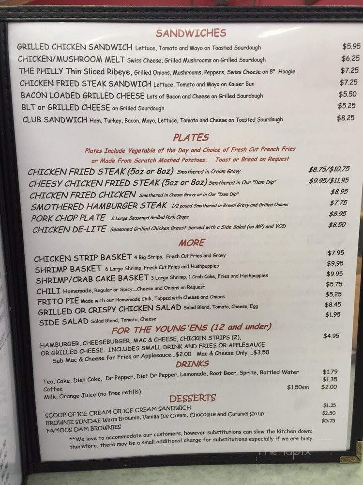 The Dam Grill - Buchanan Dam, TX menu_pic