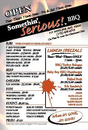 Somethin' Serious BBQ - Cincinnati, OH menu_pic