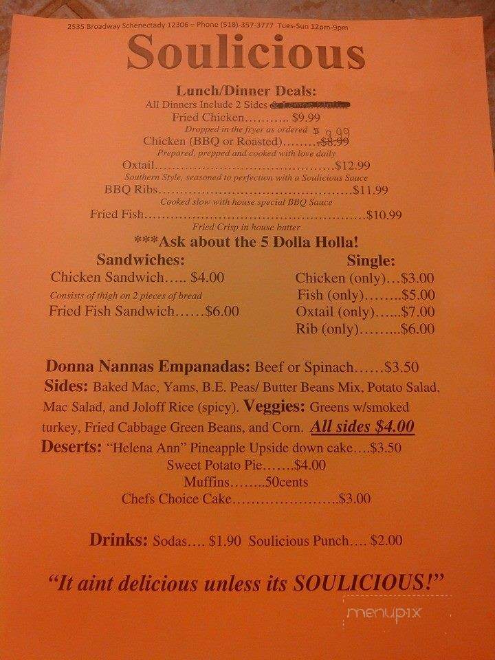 Soulicious - Schenectady, NY menu_pic