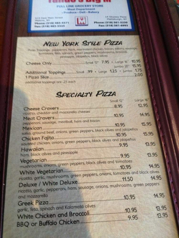 Owl's Nest Pizza And More - Chateaugay, NY menu_pic