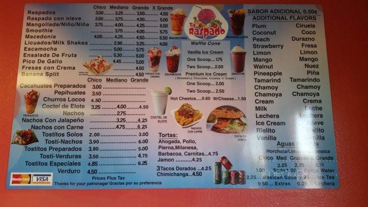 Ta' Raspado - Tucson, AZ menu_pic