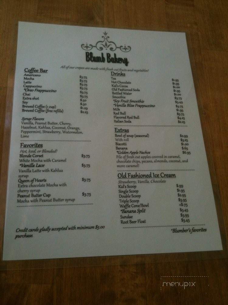 Blumb Bakery - Redding, CA menu_pic