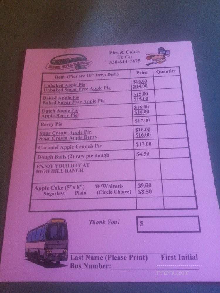 Pie House Restaurant - Placerville, CA menu_pic
