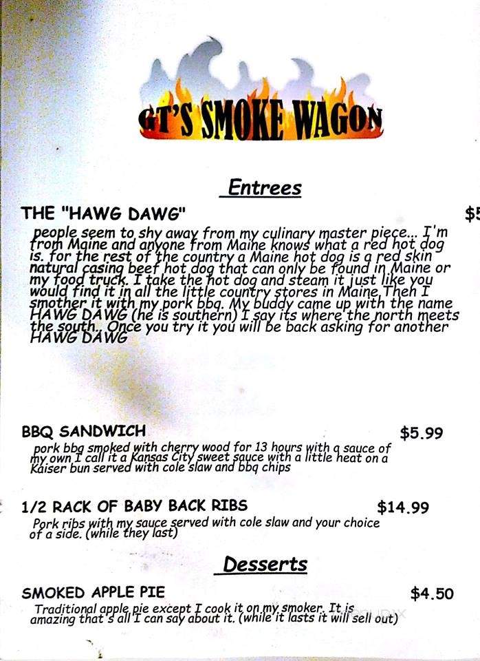 GT's Smoke Wagon - Shenandoah , VA menu_pic