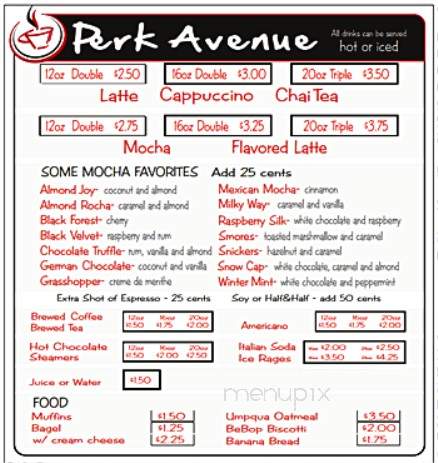 Perk Avenue Drive Up - Bend, OR menu_pic
