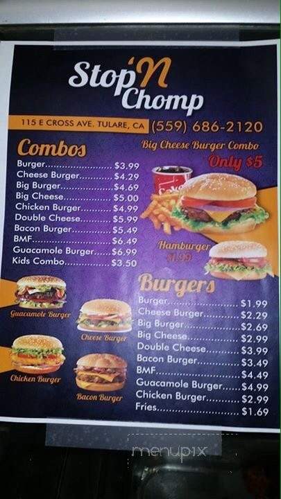 Stop N Chomp - Tulare, CA menu_pic
