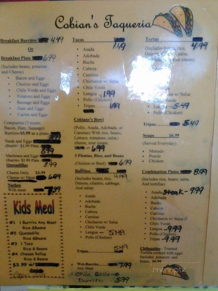 Cobian's Taqueria - Sanger, CA menu_pic