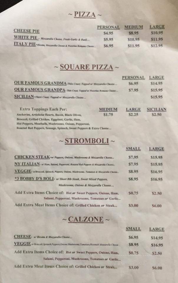 3 Bobby D's - Hazleton, PA menu_pic