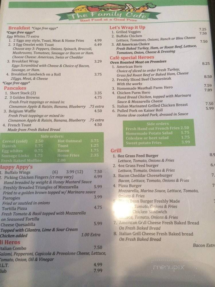 Family Cafe - Brodheadsville, PA menu_pic