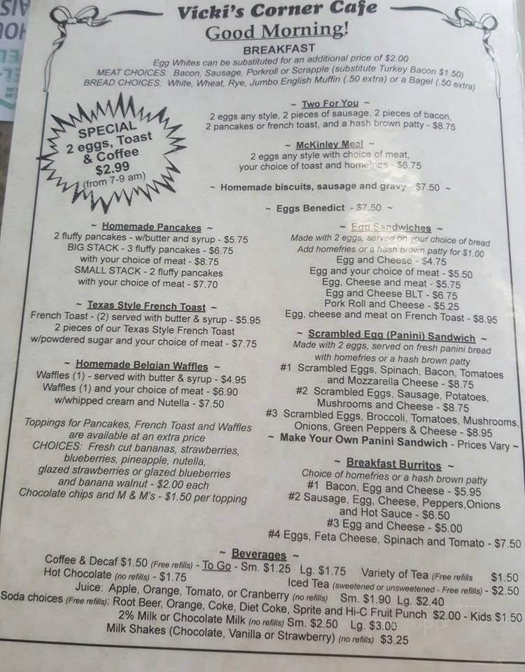 Vicki's Corner Cafe - Manahawkin, NJ menu_pic