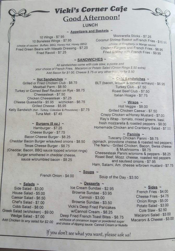 Vicki's Corner Cafe - Manahawkin, NJ menu_pic