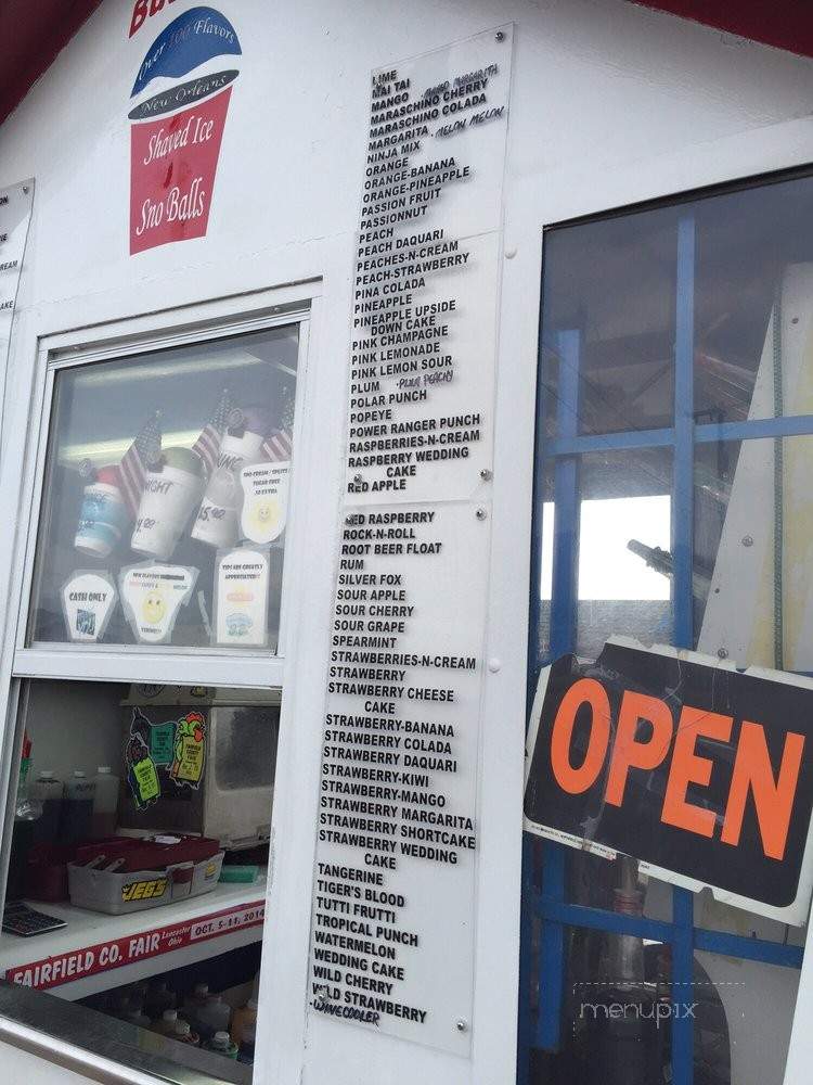 Bubba's Shaved Ice Snoballs - Grove City, OH menu_pic