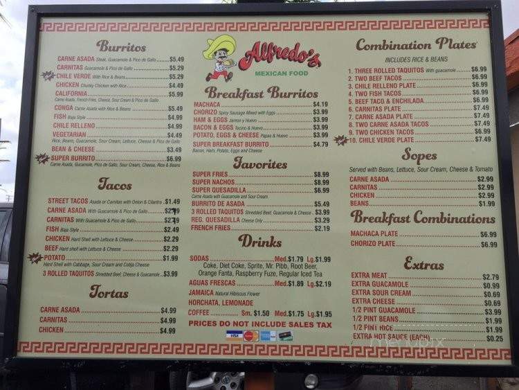 Alfredo's Mexican Food - West Covina, CA menu_pic
