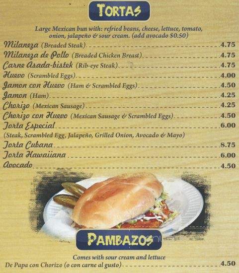 Taqueria Mexico 2000 - Addison, IL menu_pic