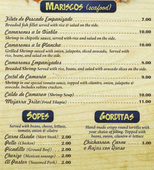 Taqueria Mexico 2000 - Addison, IL menu_pic