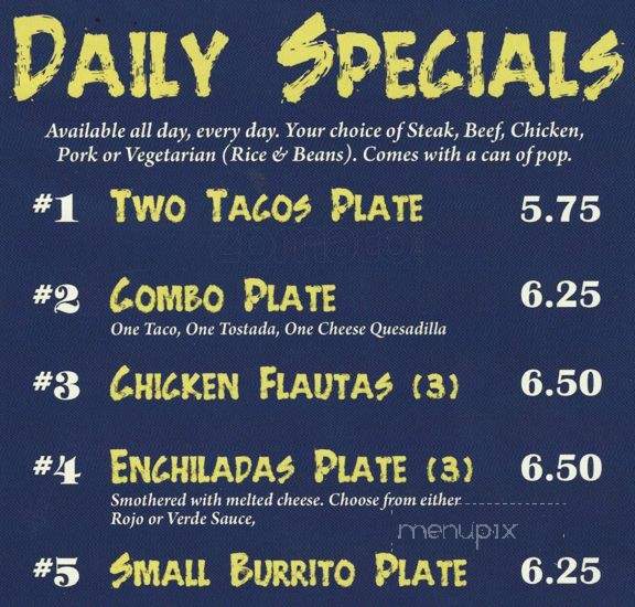 Taqueria Mexico 2000 - Addison, IL menu_pic
