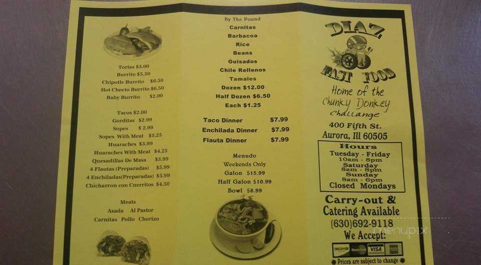 Diaz Fast Food - Oswego, IL menu_pic