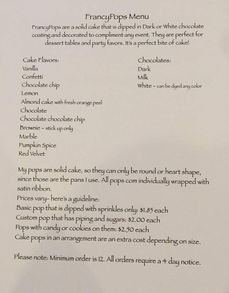 Francypops - Bensenville, IL menu_pic