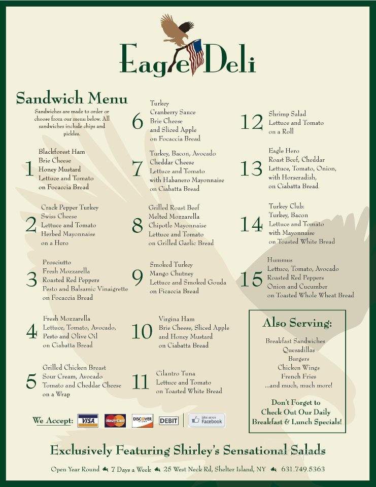 Eagle Deli - Shelter Island, NY menu_pic