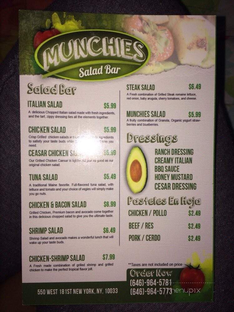 Munchies Smoothie Bar & Grill - New York, NY menu_pic