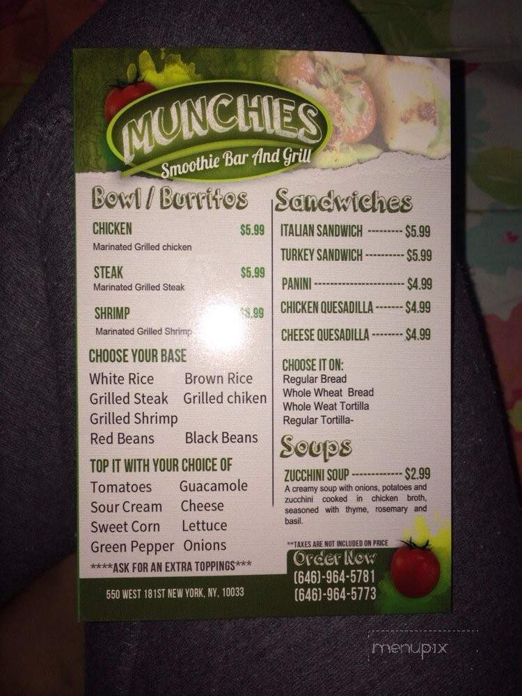 Munchies Smoothie Bar & Grill - New York, NY menu_pic