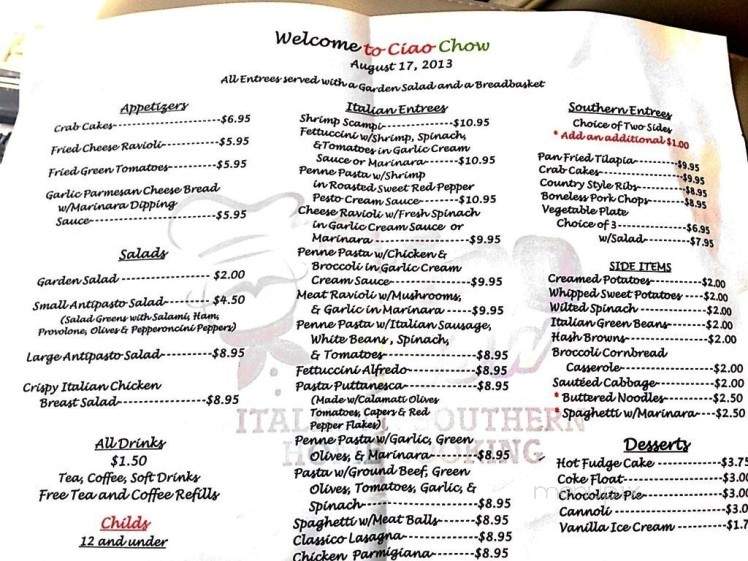 Ciao Chow - Ashland, MS menu_pic