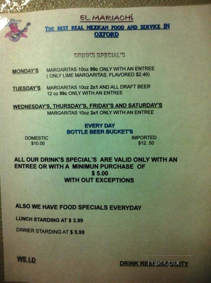 El Mariachi - Oxford, MS menu_pic